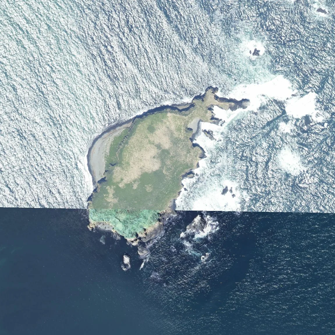 チトモシリ島の航空写真