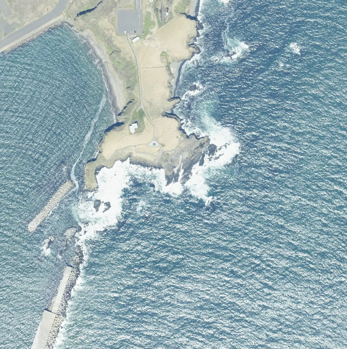 根室車石の航空写真