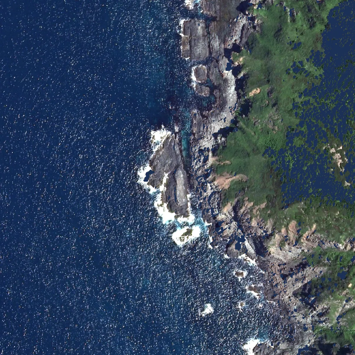 トド打ちの島の航空写真